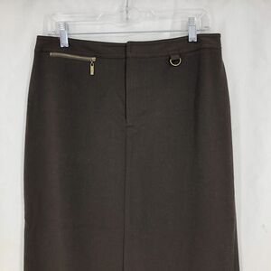 Rafaella Brown Zip Pocket Maxi Back Slit Skirt 10